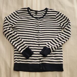 J. Crew Striped Navy and White Cardigan